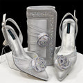 Green Women Shoes And Bag Set African Ladies High Heels Evening Pumps Match With Handbag Clutch Sandals Femmes Sandales CR955