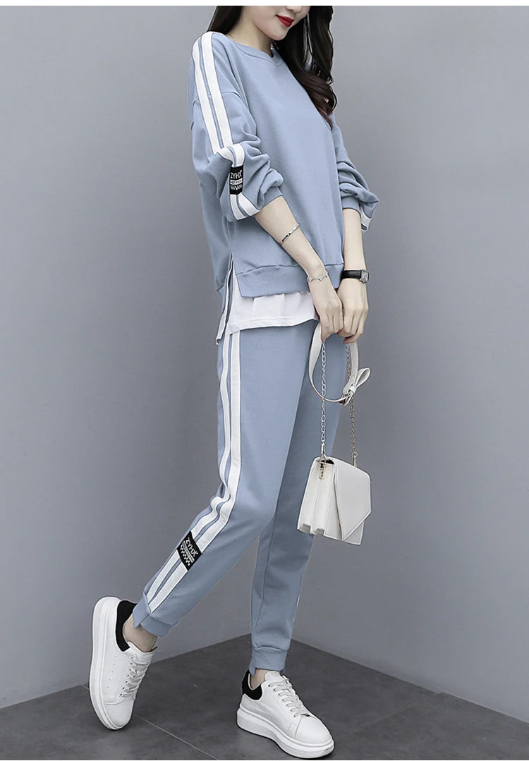Casual Sportswear Set for Women Spring Autumn New Style Loose Fashionable Large Size Trendy Sweatshirt Best Friend Outfit