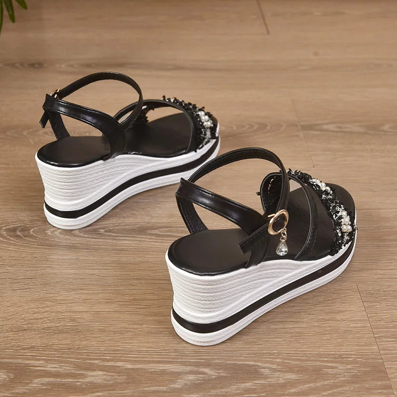 2026 Buckle Strap Women's Sandals Open Toe Wedge Heel Fashion Platform Summer Casual Sandals Comfortable Plus Size Shoes Ladies