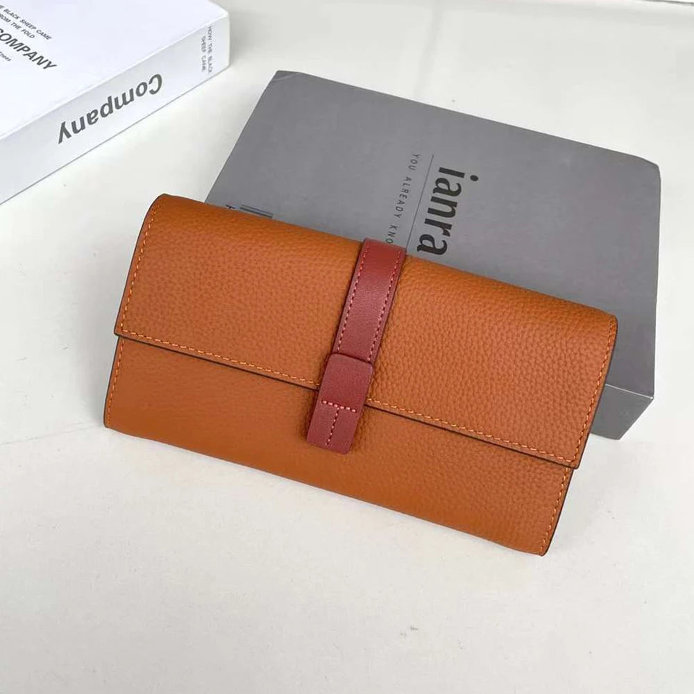 Luxury Genuine Leather Women Long Wallet Custom Name Female Card Holder Clutch Bag Fashion New Personalize Initials Purse Wallet