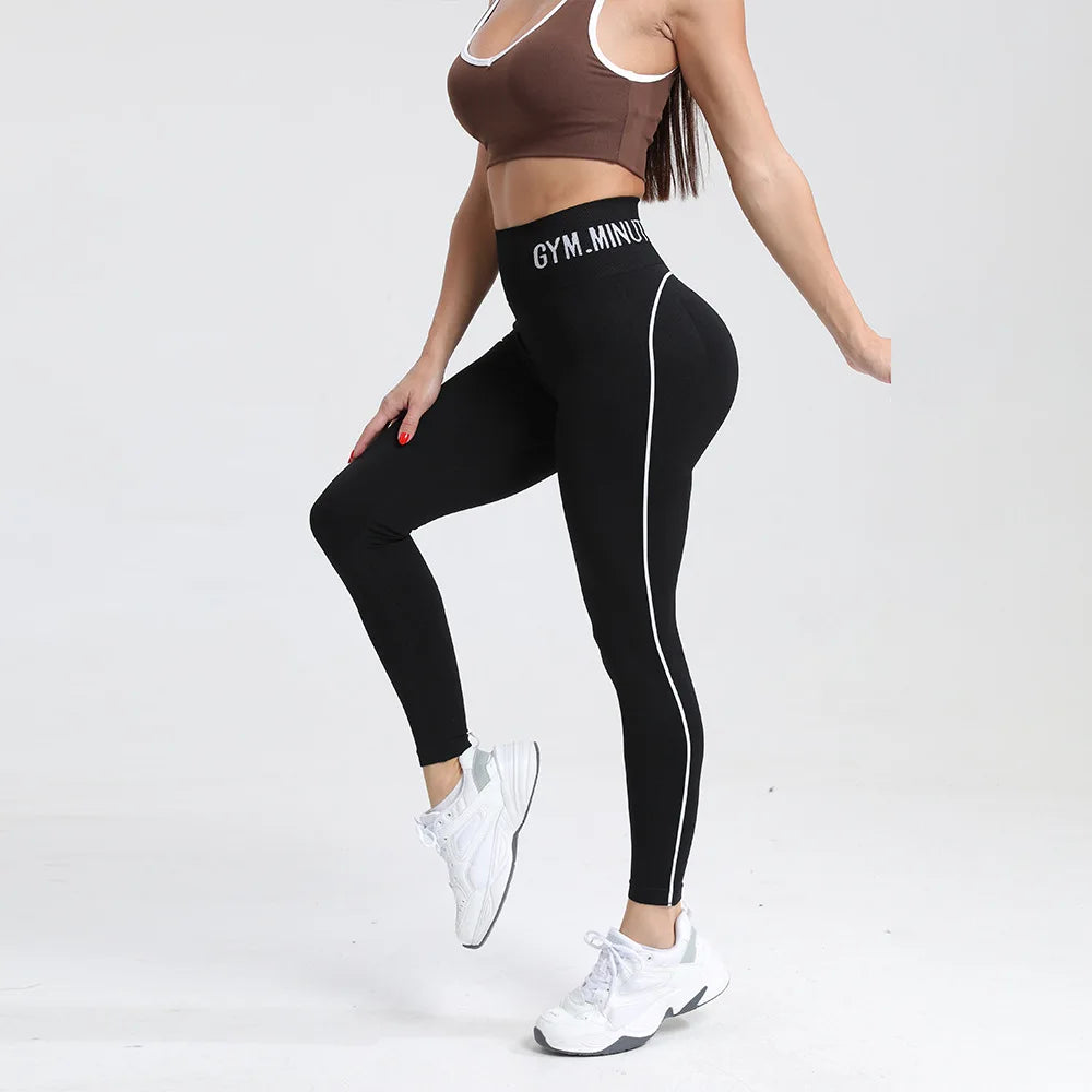 Seamless High Gym Waist Women Yoga Pants Color Contrast Sports Legging Hip Lift Gym Fitness Tights Quick Dry Workout Pants
