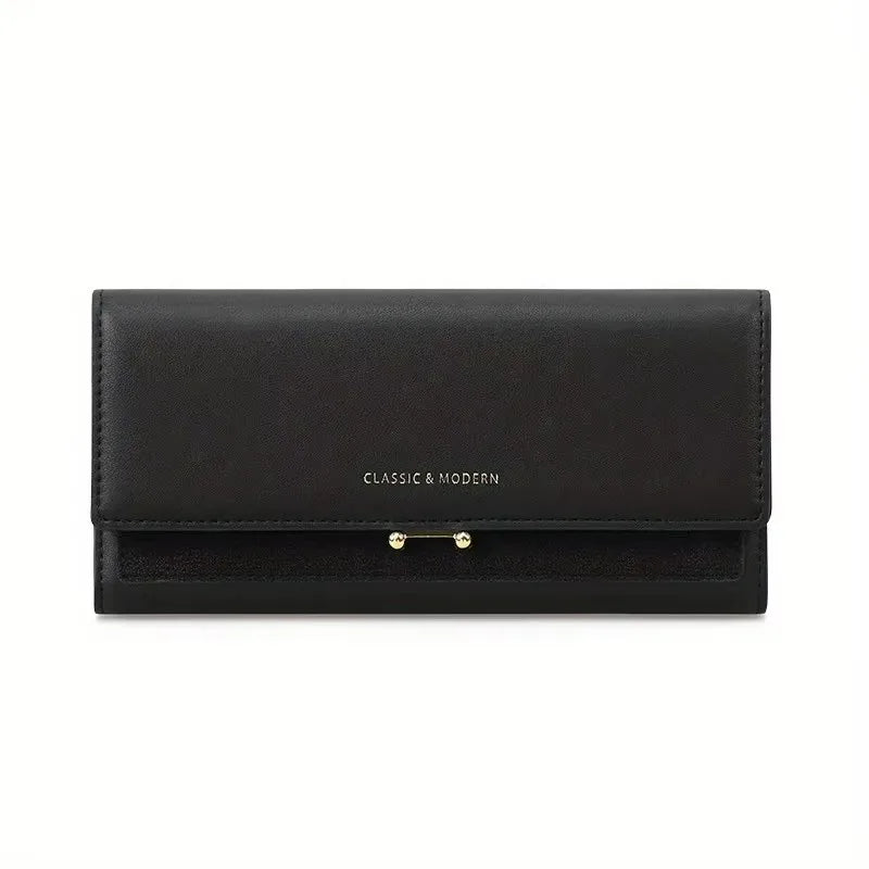 Women Pu Leather Long Wallet Trendy Classic Envelope Clutch Large Capacity Card Holder Cash Phone Purse High Quality