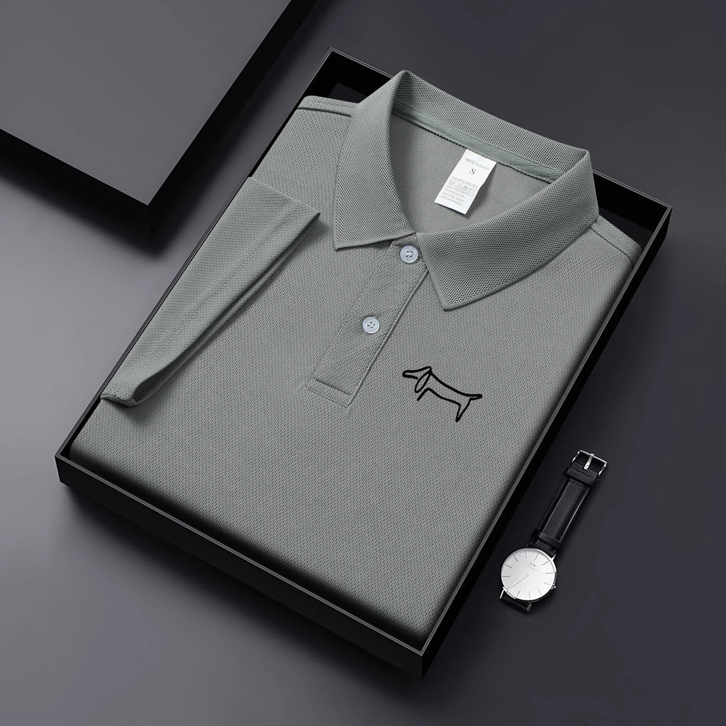 2026 New Summer Premium Solid Color Men's Golf Collar Breathable Fabric Social Casual Top Men's Collar T-shirt