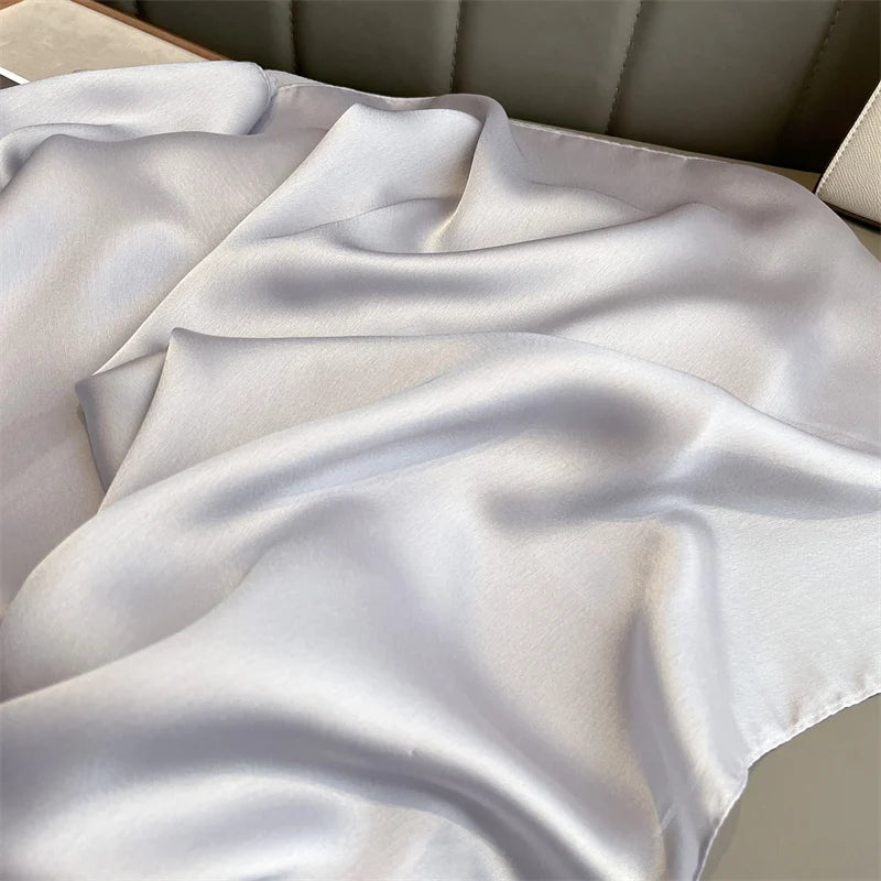 2024 Luxury Brand Silk Scarf for Women Large Shawl Wrap Headband Solid Design Hijab Beach Stoles Female Foulard Echarpe Bandana