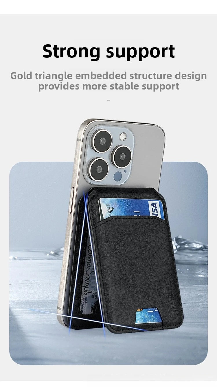 Luxury Strong Magnetic Leather Vertical Card Solt Credit ID Mobile Phone Back Pocket Wallet Case Phone Stand Shockproof Cover