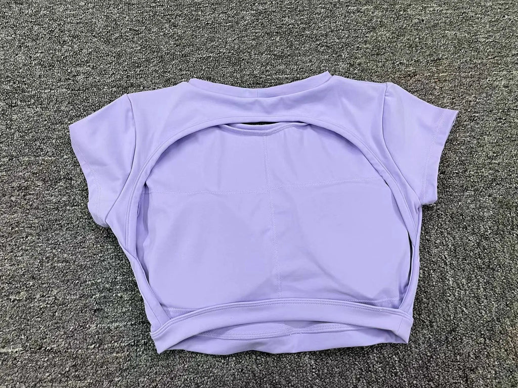 New Sports Shirts Breathable Workout Sportswear Fitness Backless Yoga Clothing Chest Pads Sport Crop Tops Gym Top Women