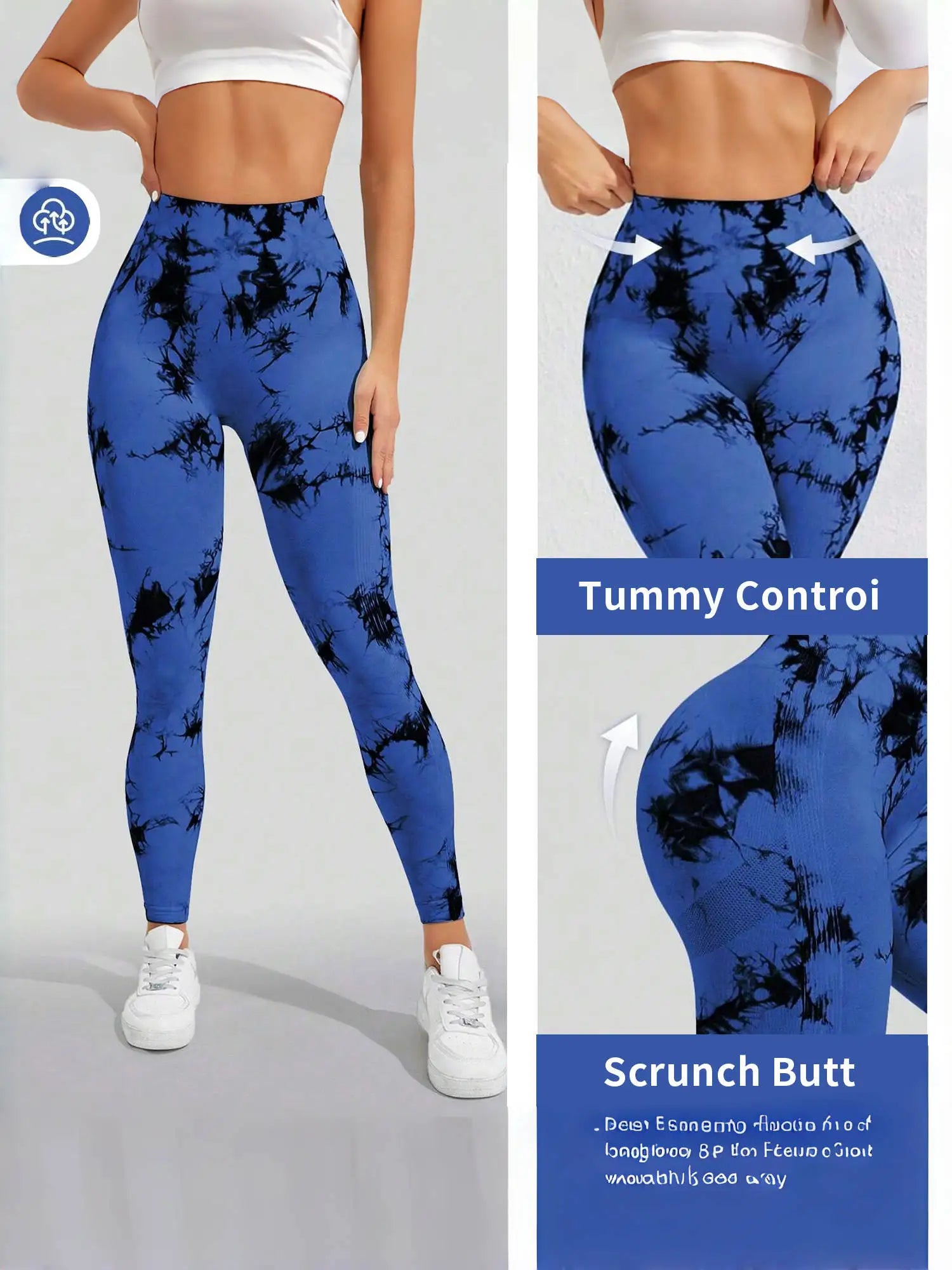 Women's High Waist Seamless Yoga Pants, Tie Dye Print Peach Shaped Butt Lifting Leggings for Running Fitness Workout