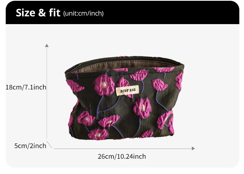 Purple Charm Women's Makeup Bag by Hotfashionitems, stylish cosmetic organizer pouch with a sleek design and zipper closure.