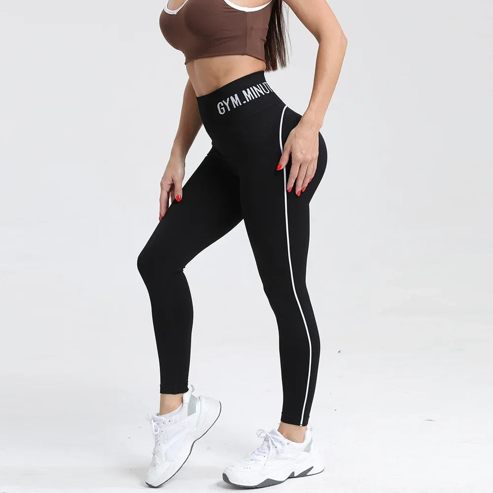 Seamless High Gym Waist Women Yoga Pants Color Contrast Sports Legging Hip Lift Gym Fitness Tights Quick Dry Workout Pants