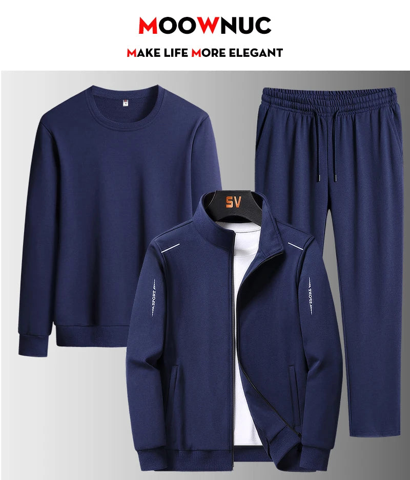 Spring Men's 2025 Sportswear Set Streetwear Casual Outdoor Camping Breathable 3-Piece Tracksuit with Hoodies And Pants Fashion