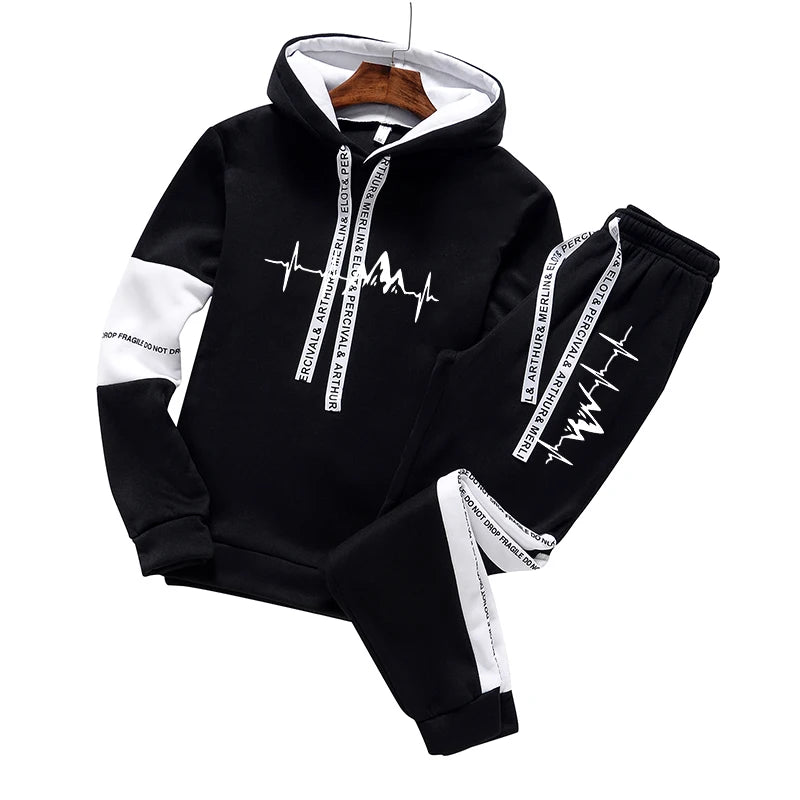 New Mens Tracksuit Printing Casual Sweatshirts Outdoor Sports Jogging Man Clothing Single Piece Hoodie Pants Fashion Sportswear