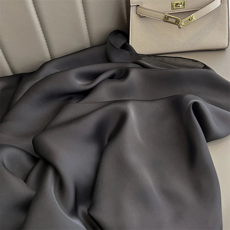 2024 Luxury Brand Silk Scarf for Women Large Shawl Wrap Headband Solid Design Hijab Beach Stoles Female Foulard Echarpe Bandana