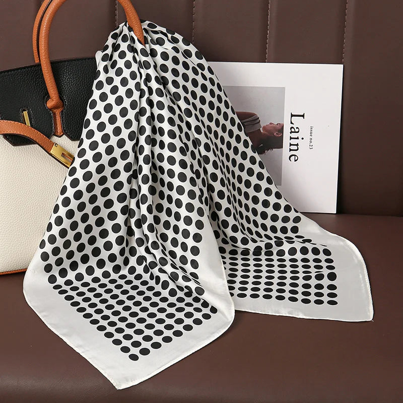 2025 Luxury 70cm Silk Square Scarf Women Print Satin Neck Tie Female Hair Wrist Bandana Headkerchief Shawl Wrap Hijab Echarpe