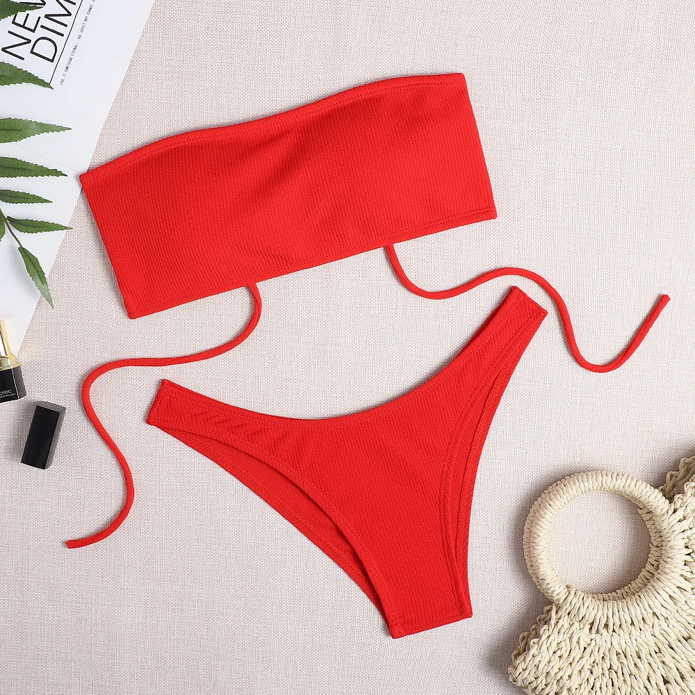 Sexy Cross Breast Bikini 2023 Women's Swimwear Beach Swimwear Women's Tight Bikini Set Swimming Bikini
