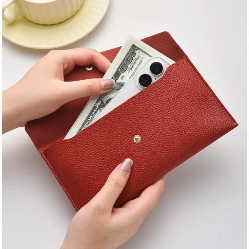 Portable Women's Long Wallet with Hand Strap Phone Organizer & Multi-Card Holder Large Capacity Cash Storage Bag