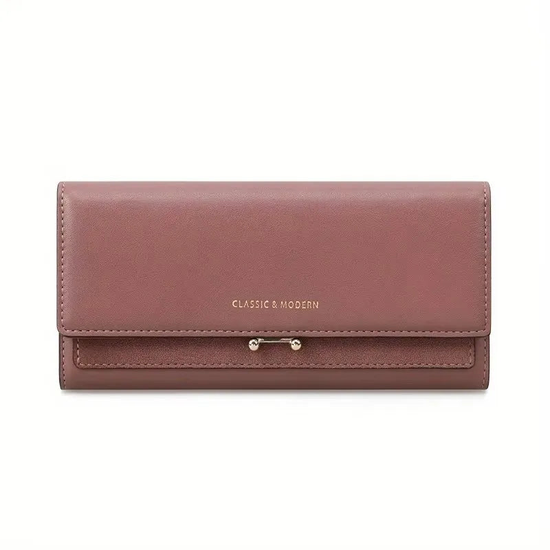 Women Pu Leather Long Wallet Trendy Classic Envelope Clutch Large Capacity Card Holder Cash Phone Purse High Quality