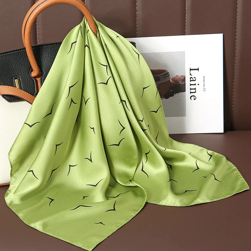 New Satin Shawl Design Wild leopard Print Silk Square Women neck scarves Wrap Headkerchief Beach Hair Band women's bandana