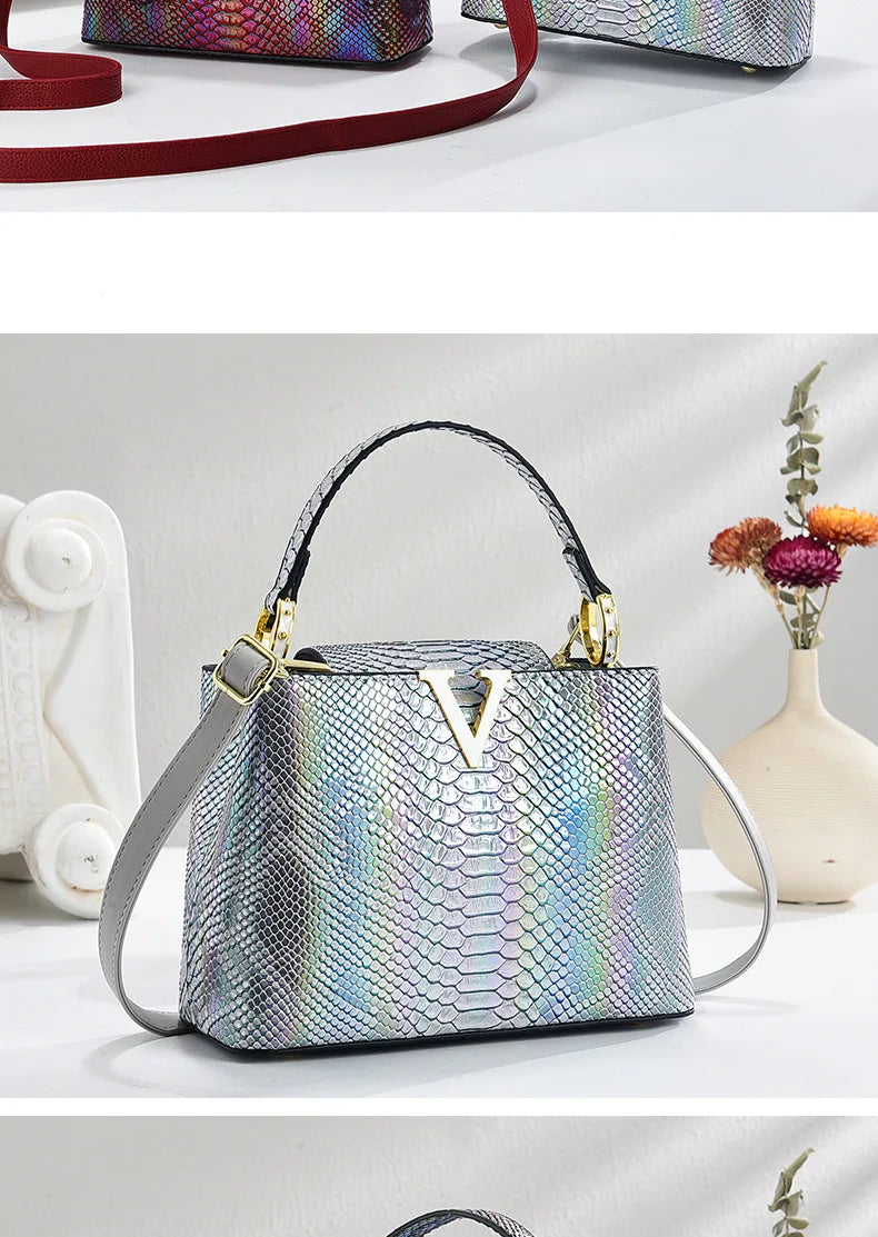 Gradient Color Women's Shoulder Bag PU Leather Crossbody Bag Handbag Female Casual Shopping Women's Fashion Small Square Bag
