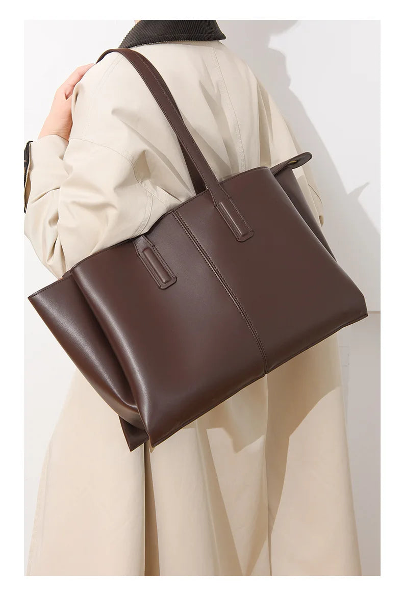 Women's Handbag, High-End Fashion Shoulder Bag, Simple Solid Color Casual Bag, Commuting and Shopping Tote Bag, Large Capacity Tote Bag