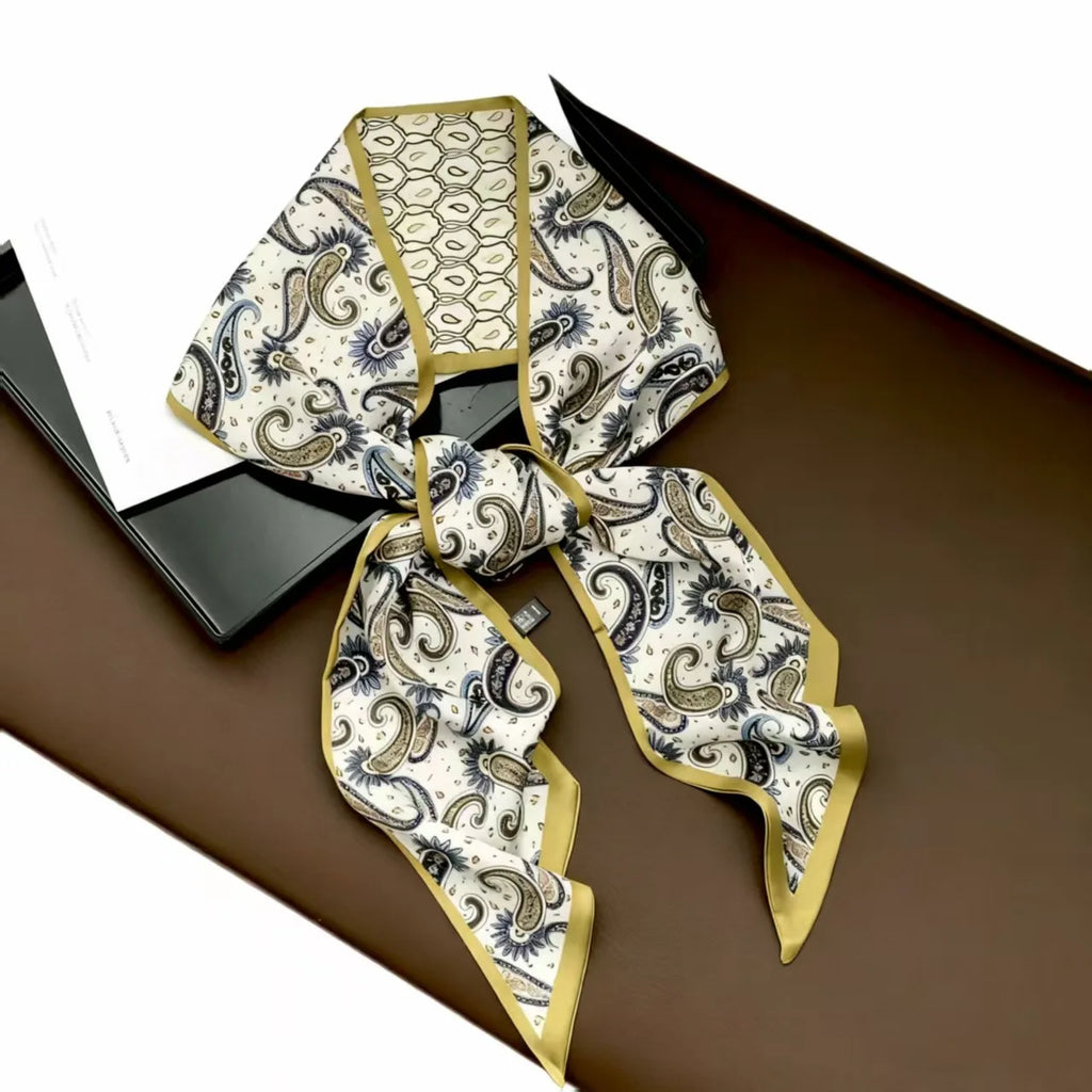Luxury Long Neckerchief Skinny Hair Bands Women Silk Scarfs Fashion Headbands Bag Scarves Print Hairband Neck Scarf For Ladies
