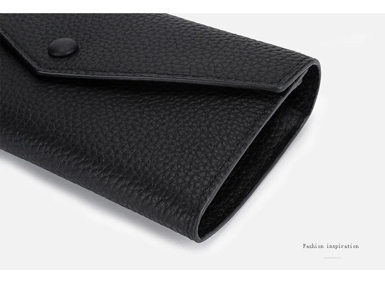 Ladies Genuine Leather Long Wallet Women's Large Capacity Clutch Wallet Envelope Multifunctional Mobile Phone Wallet Purse