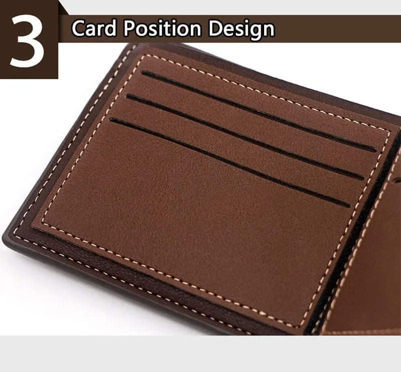 Luxury Men's Short Wallet - High Quality PU Leather Purse, Bifold Zipper Coin Pocket & Slim Card Holders with Money Clip