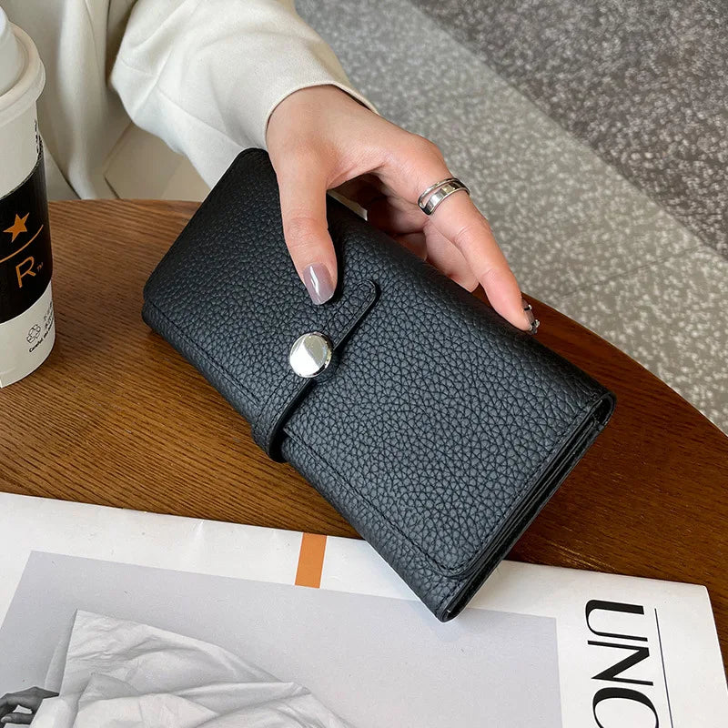 Genuine Leather Wallet Women Long Clutch Fashion Luxury Brand Ladies Purses Card Holder Zipper Coin Pocket High Quality Billfold