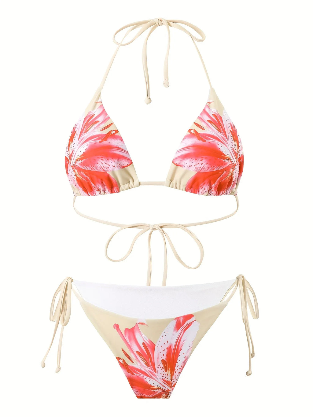 Sexy Bikini Retro Print Tropical Skirted Three-Piece Beachwear Strapless Strap-On Swimsuit Female Adult High Elasticity Backless