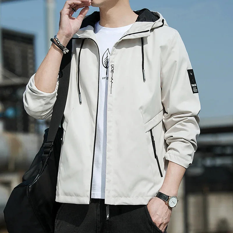 NewMen Long Sleeve Hip Hop Streetwear Coats Spring Men's Bomber Jackets Fashion Korean with Hood Golf Windbreaker Aviator Jacket