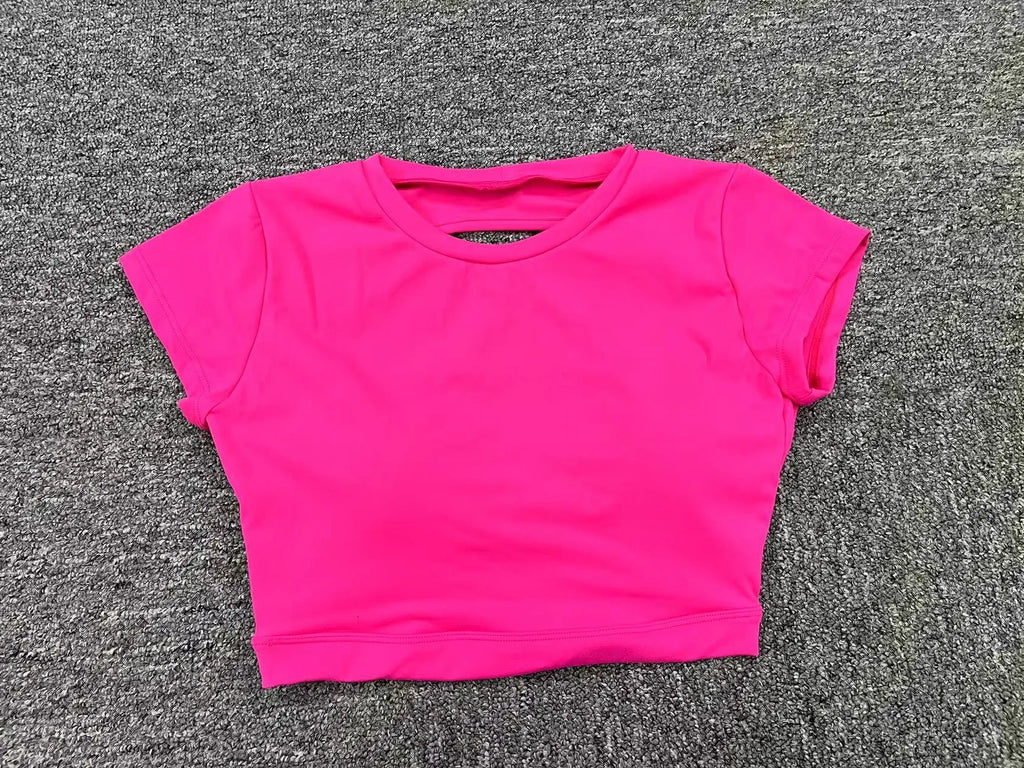 New Sports Shirts Breathable Workout Sportswear Fitness Backless Yoga Clothing Chest Pads Sport Crop Tops Gym Top Women