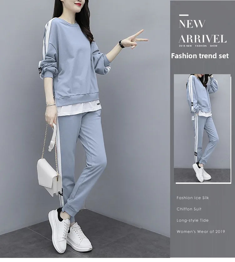 Casual Sportswear Set for Women Spring Autumn New Style Loose Fashionable Large Size Trendy Sweatshirt Best Friend Outfit