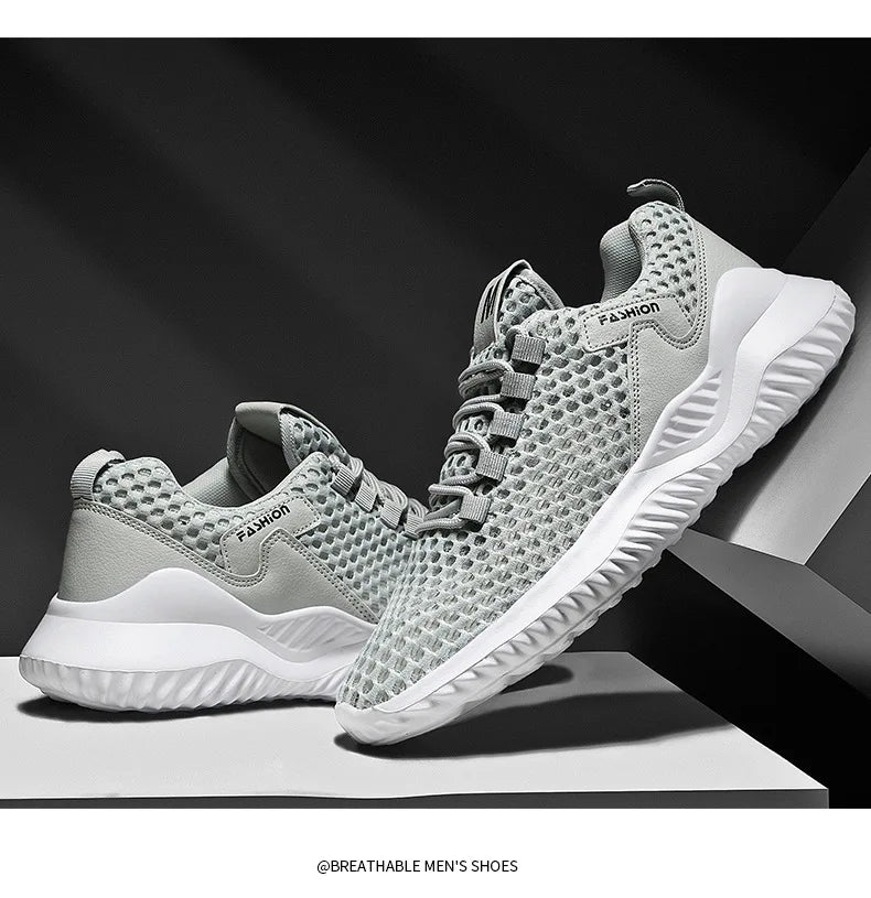 New White Mesh Sneakers Man Casual Shoes Breathable Summer Sneakers Men Shoes Outdoor Walking Sneakers Lightweight Tennis Shoes