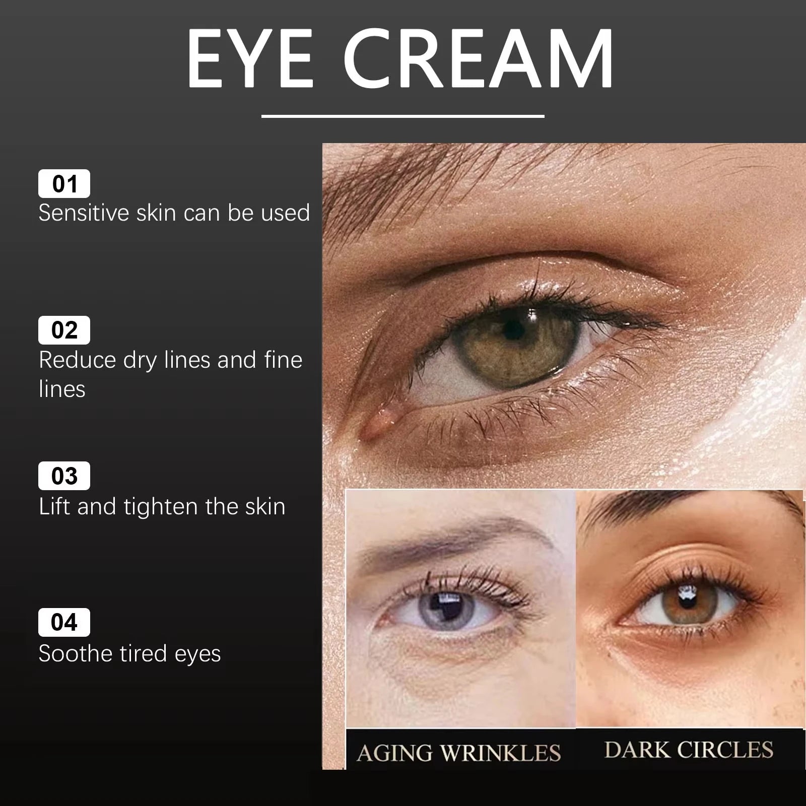 Instant Firm Eye Tightener Cream Lightens Fine Lines Dark Circles Reduces Puffiness Eye Cream Lifting Nourishing Eye Care Cream