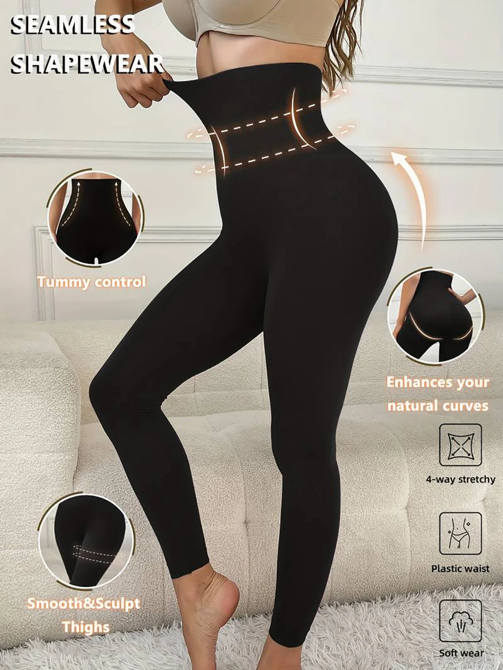 High Waisted Tummy Control Compression Shapewear Leggings For Women Butt Lifting Yoga Pants Body Shaper Footless Tights