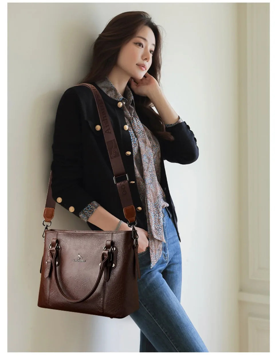 Genuine Brand Soft Pu Leather HandBags Designer Top-Handle Bags Shoulder Crossbody Bags for Women Large Capacity Casual Tote Sac