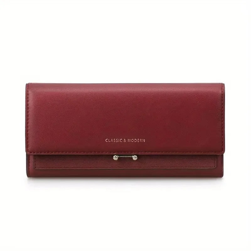 Women Pu Leather Long Wallet Trendy Classic Envelope Clutch Large Capacity Card Holder Cash Phone Purse High Quality