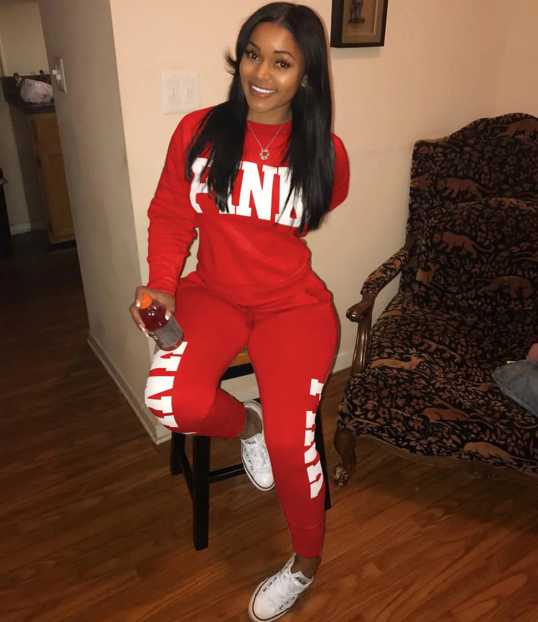 Women's Slim-Fitting Two-Piece Sportswear Set Sexy Letter Print Quick Dry Comfortable Fitness Clothing with Size Chart