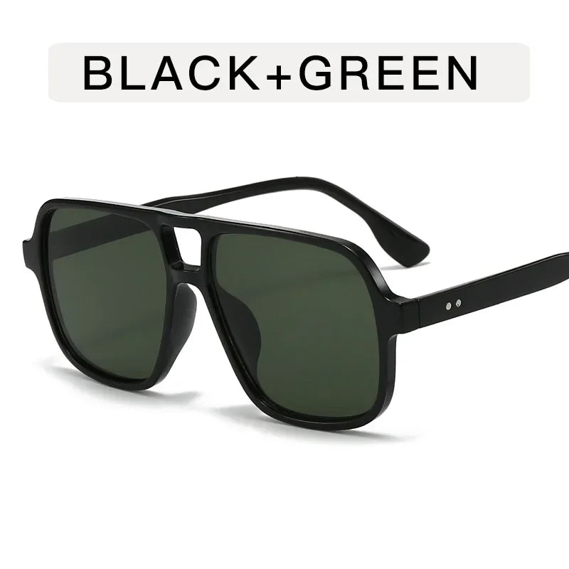 Vintage Double Bridge Square Pilot Sunglasses Women For Men Sun Glasses Punk Oversized Big Frame Luxury Brand Designer Shades