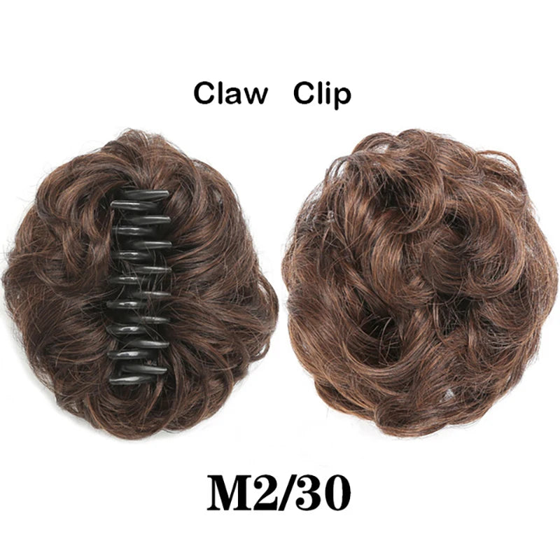 Sunslymei Synthetic Hair Bun Grab Clip in Chignon Hairpiece Curly Messy Ponytail Hair Extensions Scrunchie Hairpieces for Women