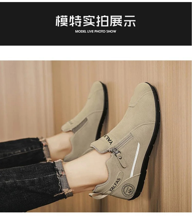 2026 New Autumn Winter Men Casual Shoes Lightweight Slip On Sneakers Flat Work Shoes Loafers