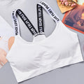 Sports Undertop Women Yoga Fitness Seamless Crop Top Wide Letter Straps Comfortable Workout Activewear Back Without Underwire I