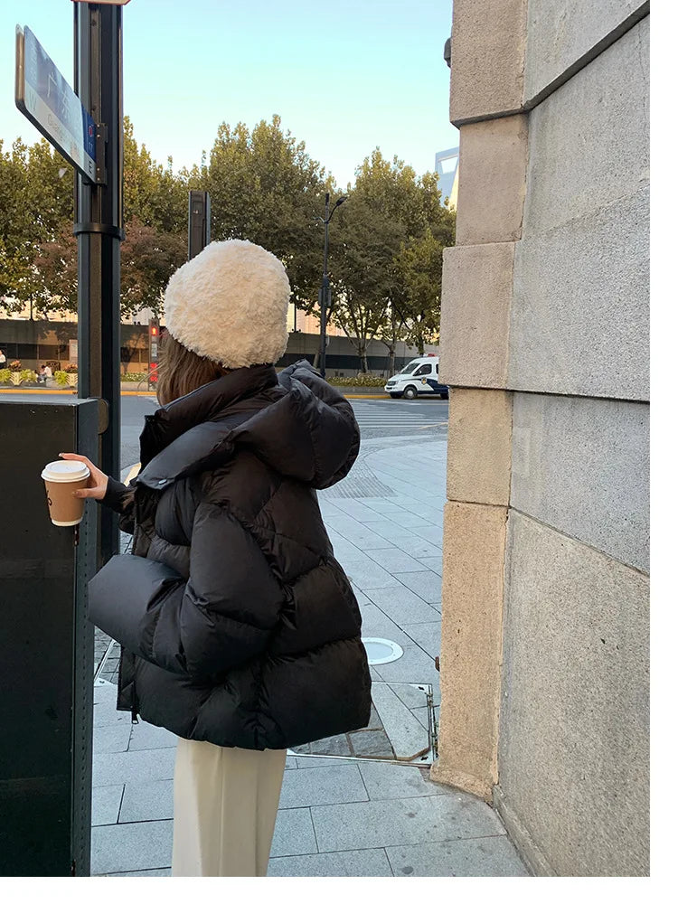 New Winter Puffer Jacket Women Fashion Hooded Down Cotton Overcoat Female Loose Casual Warm Parkas Outerwear