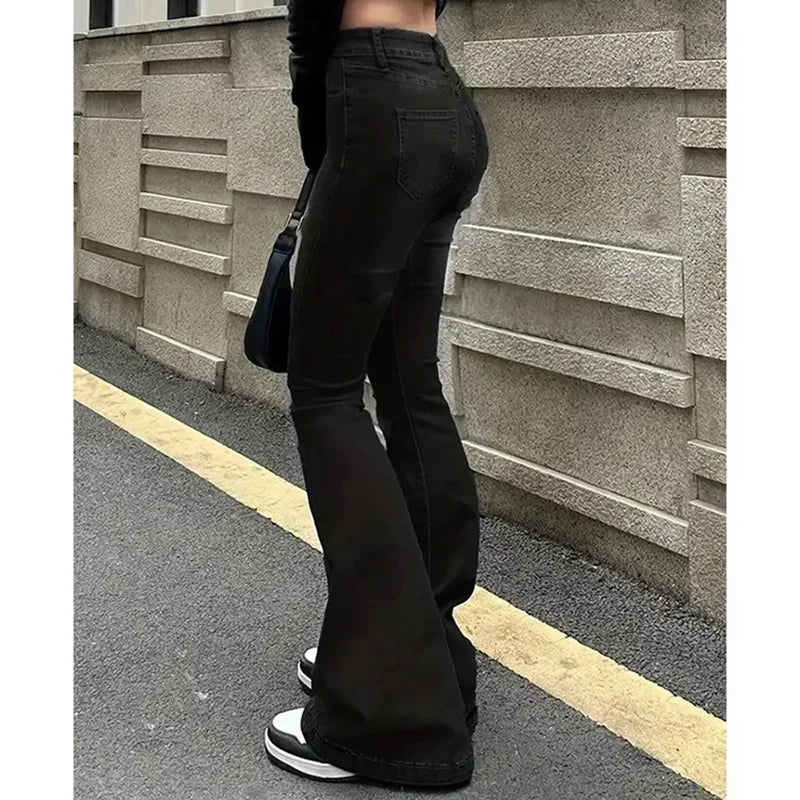 2025 Woman Vintage High Waist Flare Jeans Female Stretchy Bootcut Tight Denim Pants Women Bell Bottoms Casual Slim Fit Trousers
