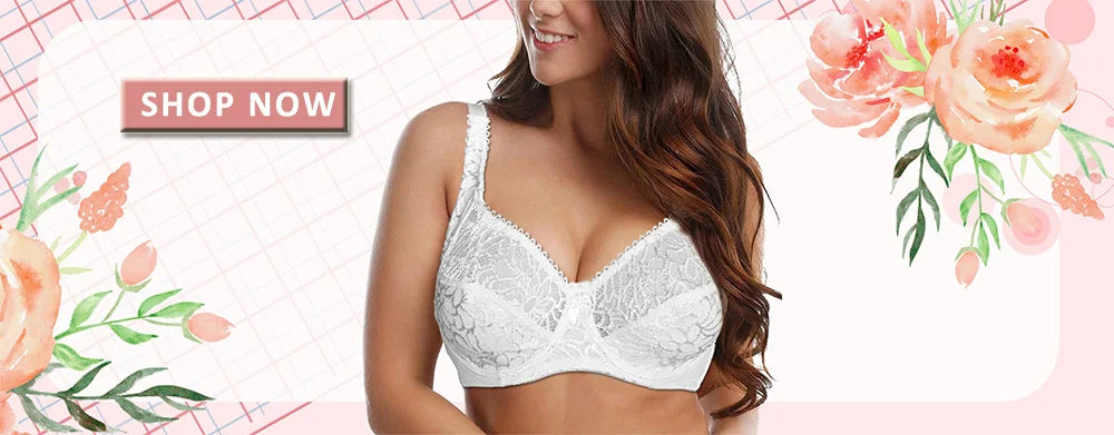 Bras For Womens Plus Size Lace Bra Underwire Female Underwear Embroidery Mesh See Through Sexy Lingerie Brassiere BH Tops