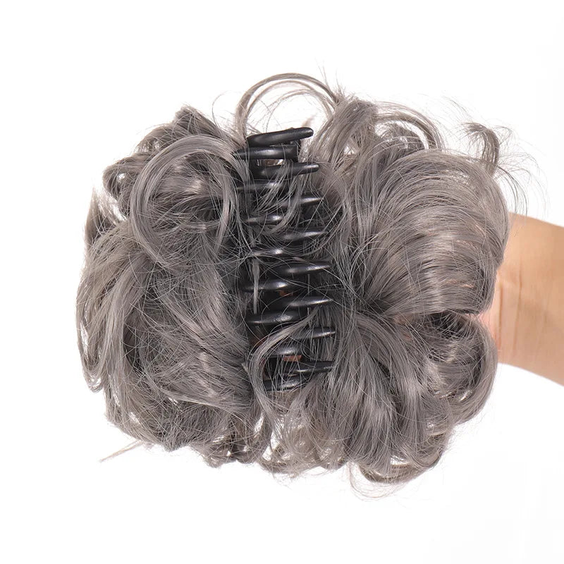 Synthetic Chignon Messy Bun Claw Clip in Hair Piece Wavy Curly Hair Bun Ponytail Extensions Scrunchie Hairpieces for Women