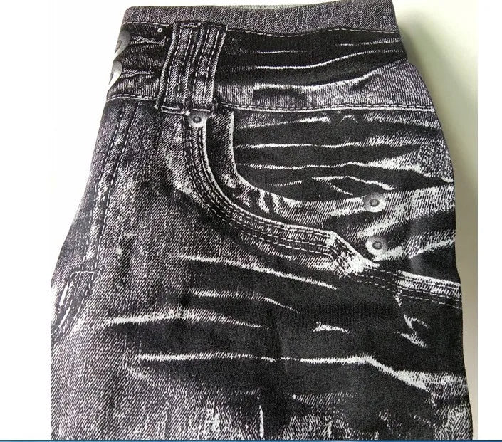 2025 Slim Women Workout Leggings Faux Denim Jeans Leggings Fashion Fitness Leggings High Waist Pencil Plus Size Pants for Women