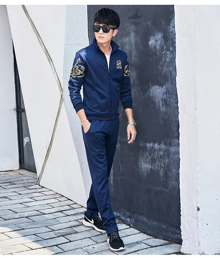 Plus Size 5XL 6XL Men's Tracksuit Autumn Clothes Sportswear Two Piece Set Men Jacket Sweatpants Male Sweatsuit Sports Suits Sets