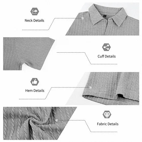 European and American Men's Casual Jacquard Shirt Men's Summer Solid Color Lapel Breathable Men's Short-Sleeved Shirt Top