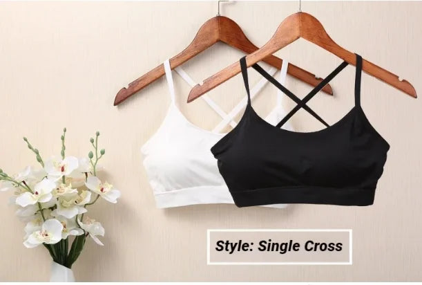 Sports Underwear Women Yoga Fitness Seamless Crop Top Wide Letter Straps Comfortable Workout Activewear Back Without Underwire I