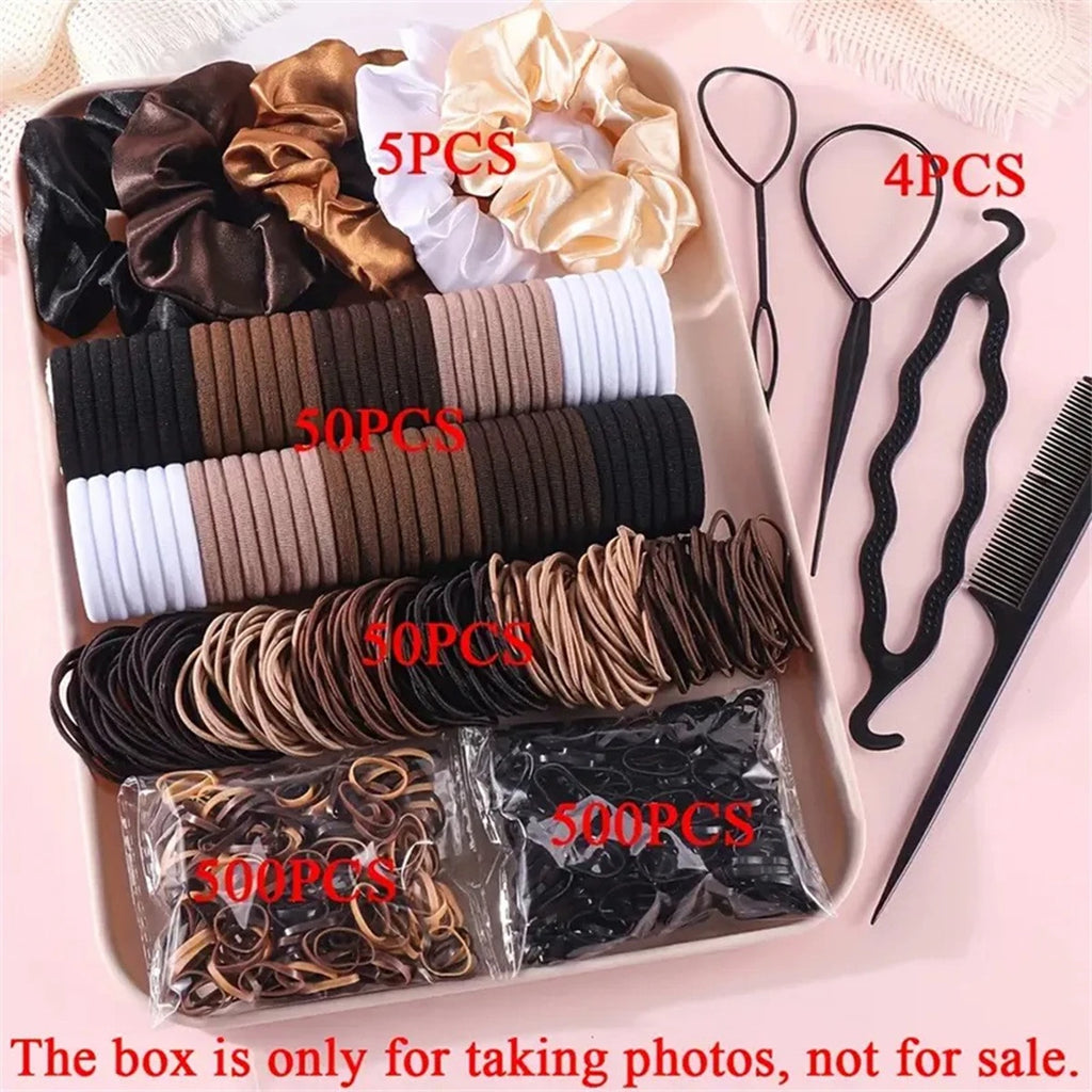 1109 Pieces of Fashionable and Simple Hair Tie Set, Fresh and Simple Hair Accessories for Women, Suitable for Campus Wear, Everyday Versatile, Gift for Friends